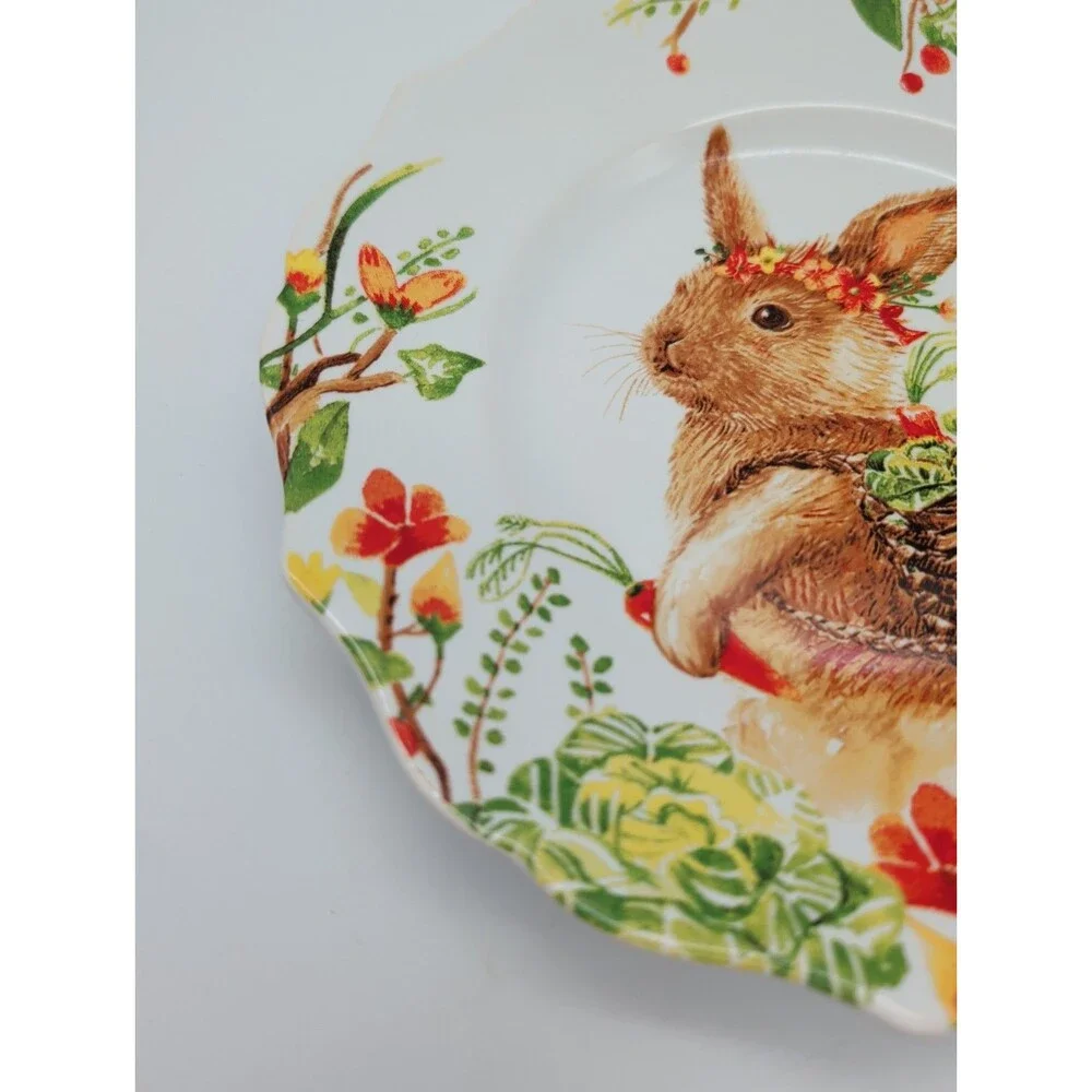 Pier One Floral “Lilly” the Bunny Porcelain Decorative Plate Carrots Artichoke